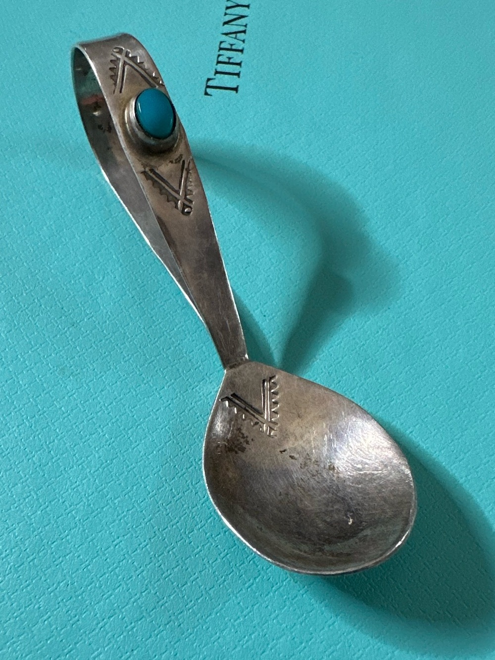 Vintage Navajo Turquoise Cabachon Zuni Infant Spoon